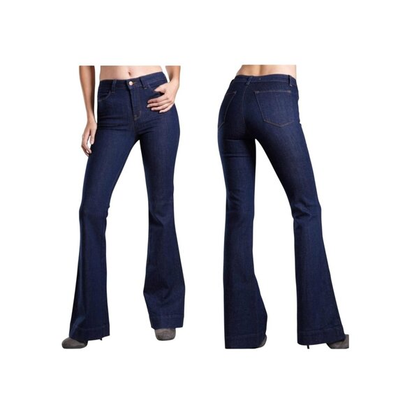 J Brand 2-Way Stretch Denim Flare Jeans Womens 31 Dark Wash Cotton/Polyester - Picture 1 of 12